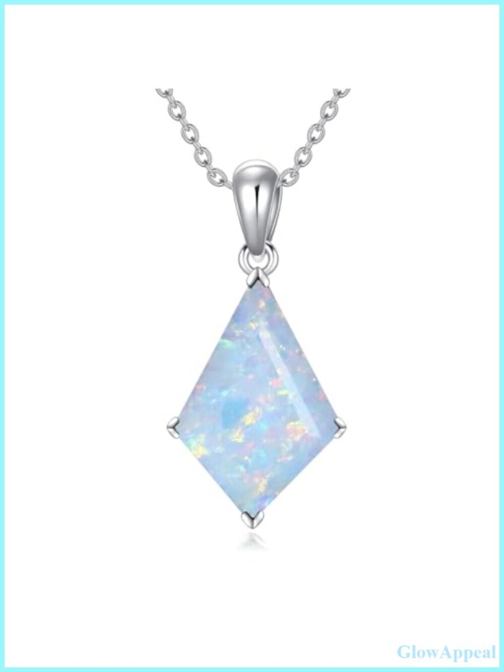Kite Cut Opal Pendant Necklace 925 Sterling Silver 18 Inch